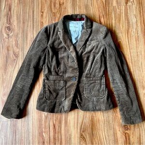 Vintage 90s Banana Republic Brown Wide Whale Corduroy Blazer Jacket Size 4